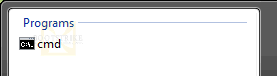 CMD shows when you type CMD in the box below