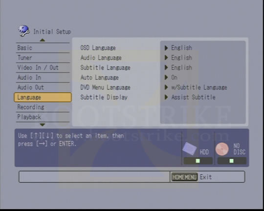 Initial Setup Language