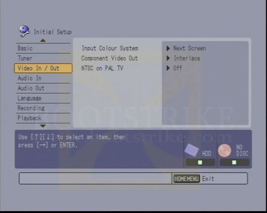 Initial Setup Video In Video Out