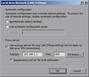 Internet Explorer Proxy Settings